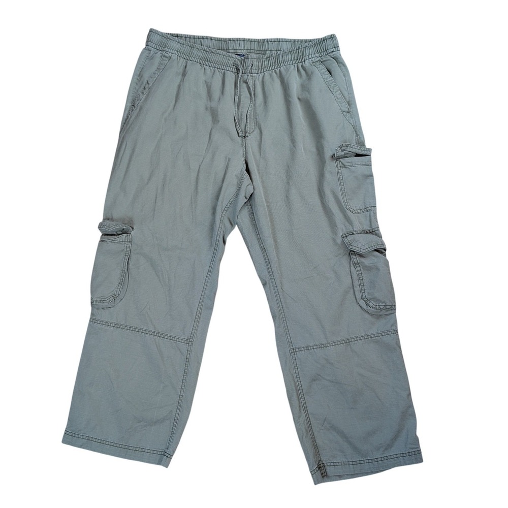 Old Navy Womens XL Sage Green Mid Rise Wide Leg Cargo Pants Comfort Waistband